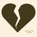 Template for laser cutting, wood carving, paper cut. Silhouettes for cutting. Broken heart vector stencil