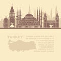 Template leaflets with a map of Turkey and landmarks of Istambul Royalty Free Stock Photo