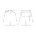 template length wide shorts carpenter vector flat design outline clothing collection