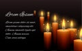 Template letter of condolence with burning candle Royalty Free Stock Photo