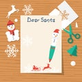 Template letter to Santa Claus wish list vector Royalty Free Stock Photo