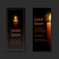 Template letters of condolence with burning candle Royalty Free Stock Photo