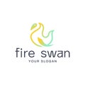 Illustration of animal swan symbol with hot fire Royalty Free Stock Photo