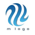 Logo Letter M Circle color blue gradient