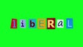 The template logo liberal compiled from single letters on crumpling and unwrapping stickers