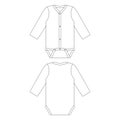 Template long sleeve button down baby onesie vector illustration