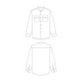 template long sleeve grandad collar shirt with two pocket vector illustration flat design outline clothing collection