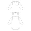 Template long sleeve pocket baby onesie vector illustration