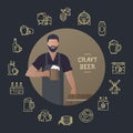 Template man with a beer in hand with a place for the text Royalty Free Stock Photo