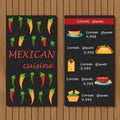 Template for menu or booklet with cartoon mexican