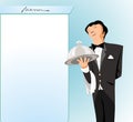 Template menu with painted waiter Royalty Free Stock Photo