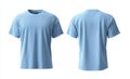 This template is for a mockup of a plain light blue t-shirt, with both front and back views visible on a see-through Royalty Free Stock Photo