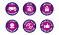 E-commerce security badges risk-free shopping icons set Royalty Free Stock Photo