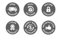 E-commerce security badges risk-free shopping icons set Royalty Free Stock Photo