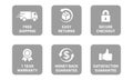 E-commerce security badges risk-free shopping icons set Royalty Free Stock Photo