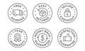 E-commerce security badges risk-free shopping icons set Royalty Free Stock Photo