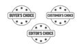 Set of three vector badges - editors choice, customers choice, buyers choice Royalty Free Stock Photo