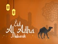 template for Muslim holidays, arabic style writing and camel silhouette