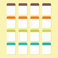 Template notepad design. Sheets of paper. Collection of various note papers