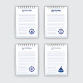 Template for notepad. Objects on the marine theme. Drawn elements. Royalty Free Stock Photo