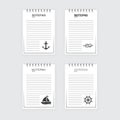 Template for notepad. Objects on the marine theme. Drawn elements. Royalty Free Stock Photo