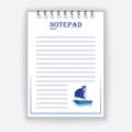 Template for notepad. Objects on the marine theme. Drawn elements. Royalty Free Stock Photo