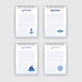 Template for notepad. Objects on the marine theme. Drawn elements. Royalty Free Stock Photo