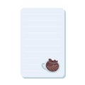 Template for notepad page for Cat Lover. Page with lines for text. Copy space. Lined page with cute cat in cup for notes, shopping Royalty Free Stock Photo