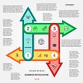 Template with 4 options multi-coloured arrows for infographic