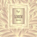 Template for package from Luxury background made by foil leaves in gold beige
