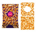 Template for packaging Roasted Peanut. Peanuts seamless patterns. Peanuts in pod seamless pattern. Royalty Free Stock Photo
