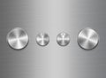 Template of panel of sound controls with metal brushed texture Royalty Free Stock Photo