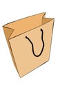 Simple Vector Hand Draw Sketch brown mockup of Paper Bag at white