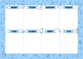 Winter weekly planner with doodle elements. Royalty Free Stock Photo