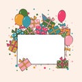 Template for postcard. Happy Birthday and other holidays. Coloful vector illustration