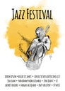 Template of poster for jazz music concert. Man playing the double bass. Royalty Free Stock Photo