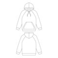 Template raglan hoodie vector illustration flat design outline clothing