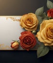 Template with rose on paper. AI