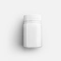 Template of round glossy bottle  white plastic jar for pills  vitamin  cosmetics  isolated on background Royalty Free Stock Photo