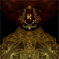 Template Royal flyer with decorative lace in Gold on black