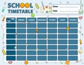 Template School Timetable and class schedule with Education Elements concept. Royalty Free Stock Photo