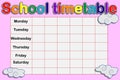 Template school timetable for students