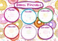 Template school timetable,  tasty, sweet donuts design Royalty Free Stock Photo