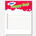 Template for scrapbooking, notebook, diary and children s party printable cards. Text New Happy Day