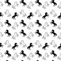 Template of seamless pattern with black Horse silhouettes on white background. Royalty Free Stock Photo