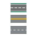 Template set of straight asphalt roads highways vector illustrations asphalt way journey transportation