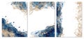 Classic blue and gold abstract backgrounds set. Templetes for cards and posterc.