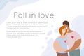 Template of site banner with Lgbt happy couple hugging and laughing. Woman relationships and love. Flat modern family people