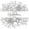 Template with sketch Valentines Day icons