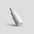 Template of a small plastic bottle with a pipette, with a cap, a jar for drops for the treatment of nose, eyes, ears, isolated on